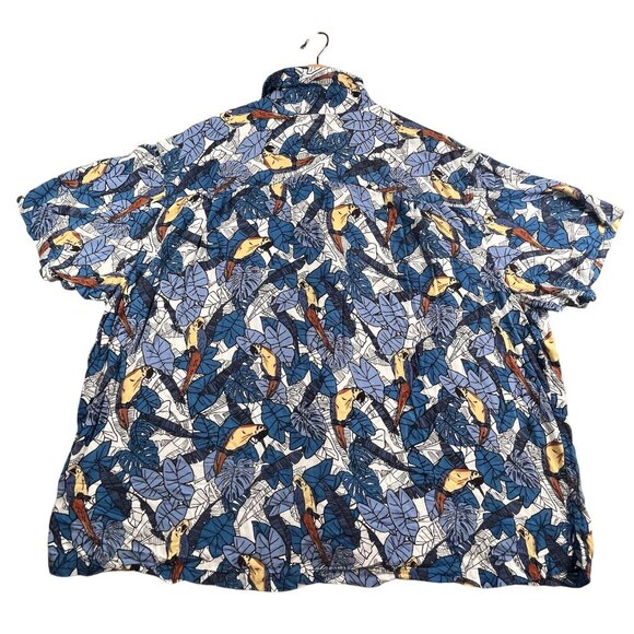 VTG John Blair Shirt Men's 2XL Rayon Beach Tropical Parrots Floral Bird Pocket - Picture 2 of 8